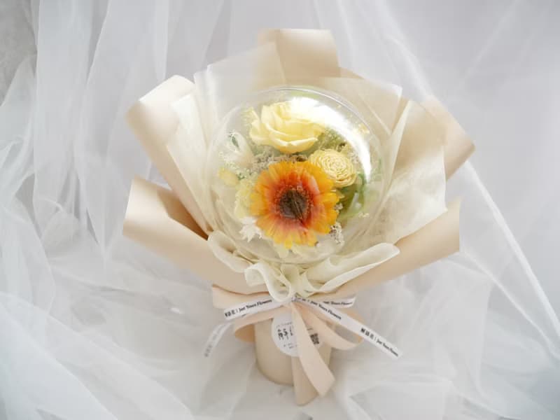 波波球永生非洲菊花束【新的開始】不凋花/畢業花束/生日