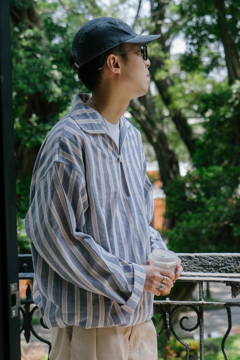 SHIRT 秋季日系口袋拼色襯衫 寬鬆套頭舒適休閒條紋長袖衫