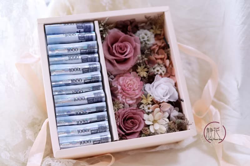 【玫瑰花盒】鈔票花盒 拉錢花盒 求婚送禮必備 生日派對小物