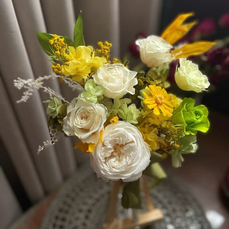 永生庭園玫瑰新娘捧花 乾燥花 永生花捧花 告白花束 胸花