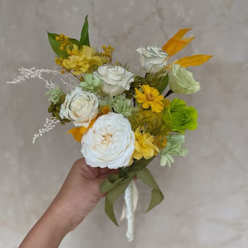 永生庭園玫瑰新娘捧花 乾燥花 永生花捧花 告白花束 胸花