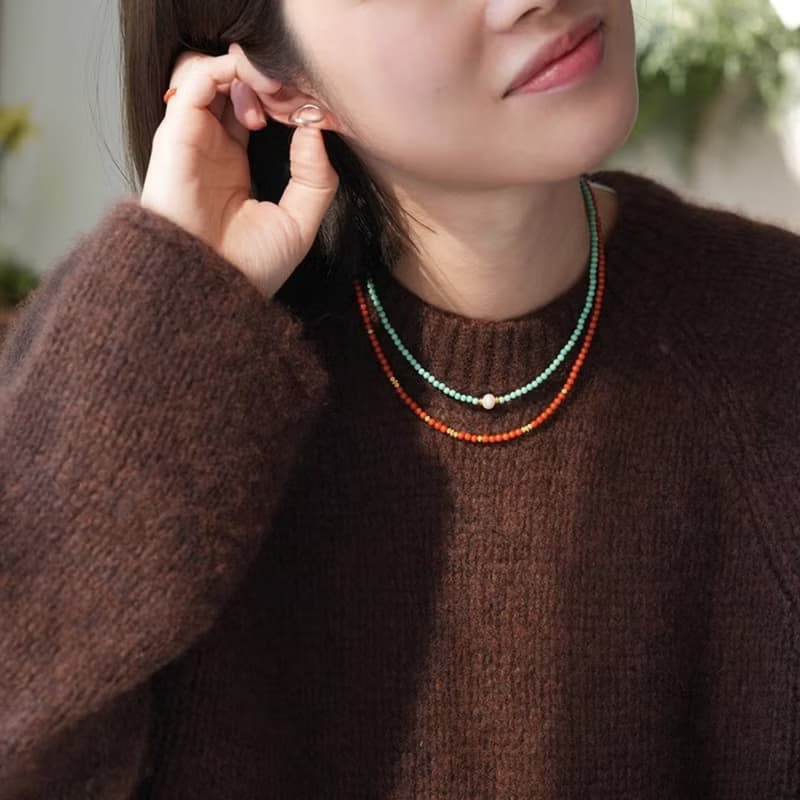 原創手工設計歲穗鴻福天然南紅項鏈女小米珠本命年