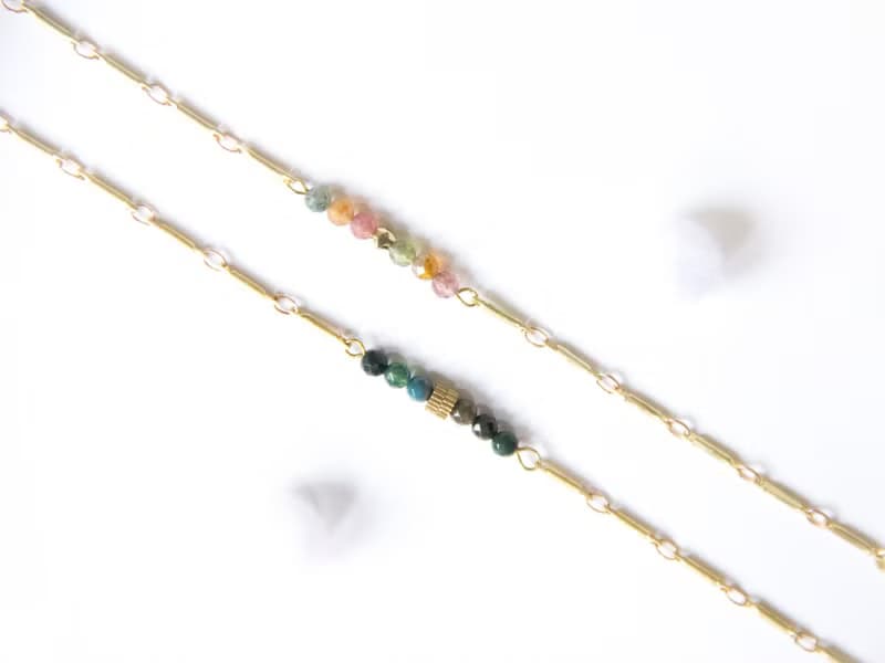 簡約直線手鍊 / 極簡綠光-七彩玉 黃銅手鍊 母親節禮物