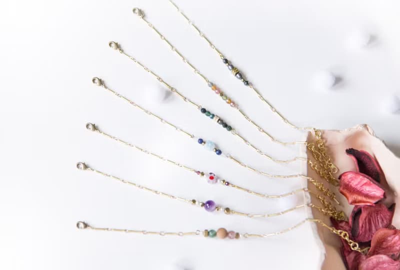 簡約直線手鍊 / 極簡綠光-七彩玉 黃銅手鍊 母親節禮物