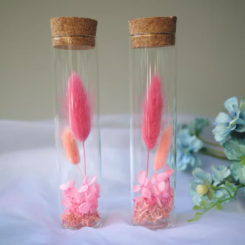 伊登花室 粉紅兔尾草 玻璃試管 / 單個