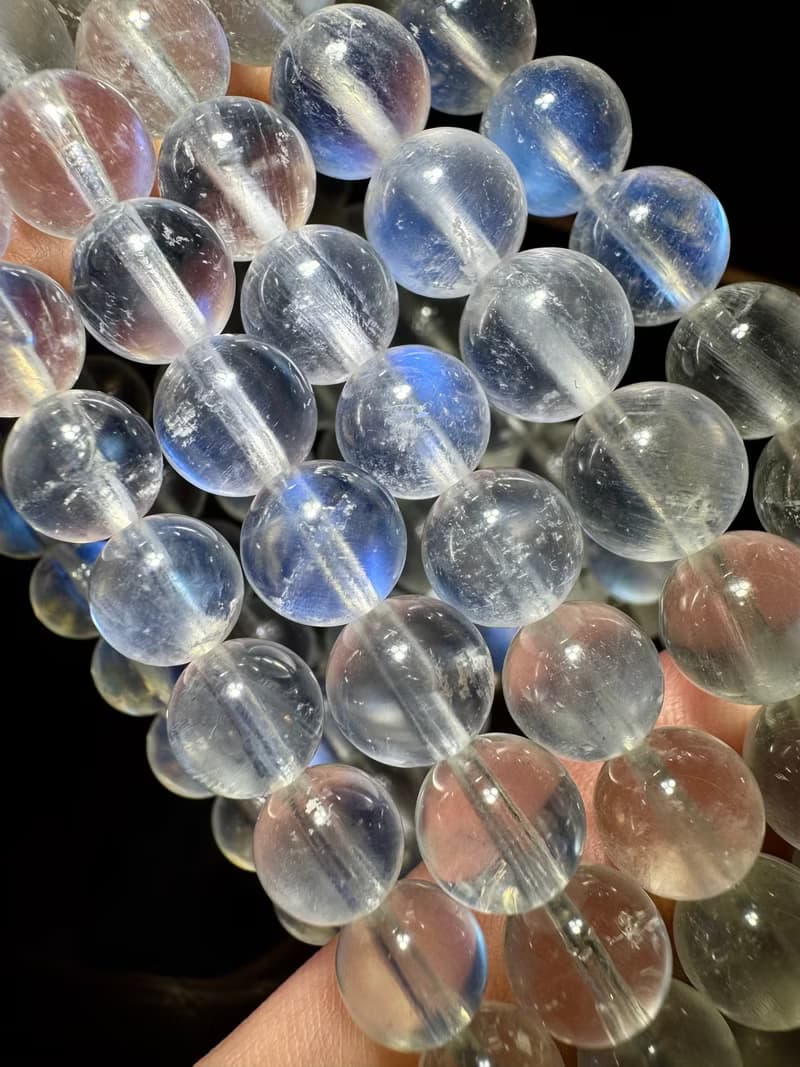 小精品天然藍月光石月亮石6.5m-9mm水晶人緣桃花提升魅力值