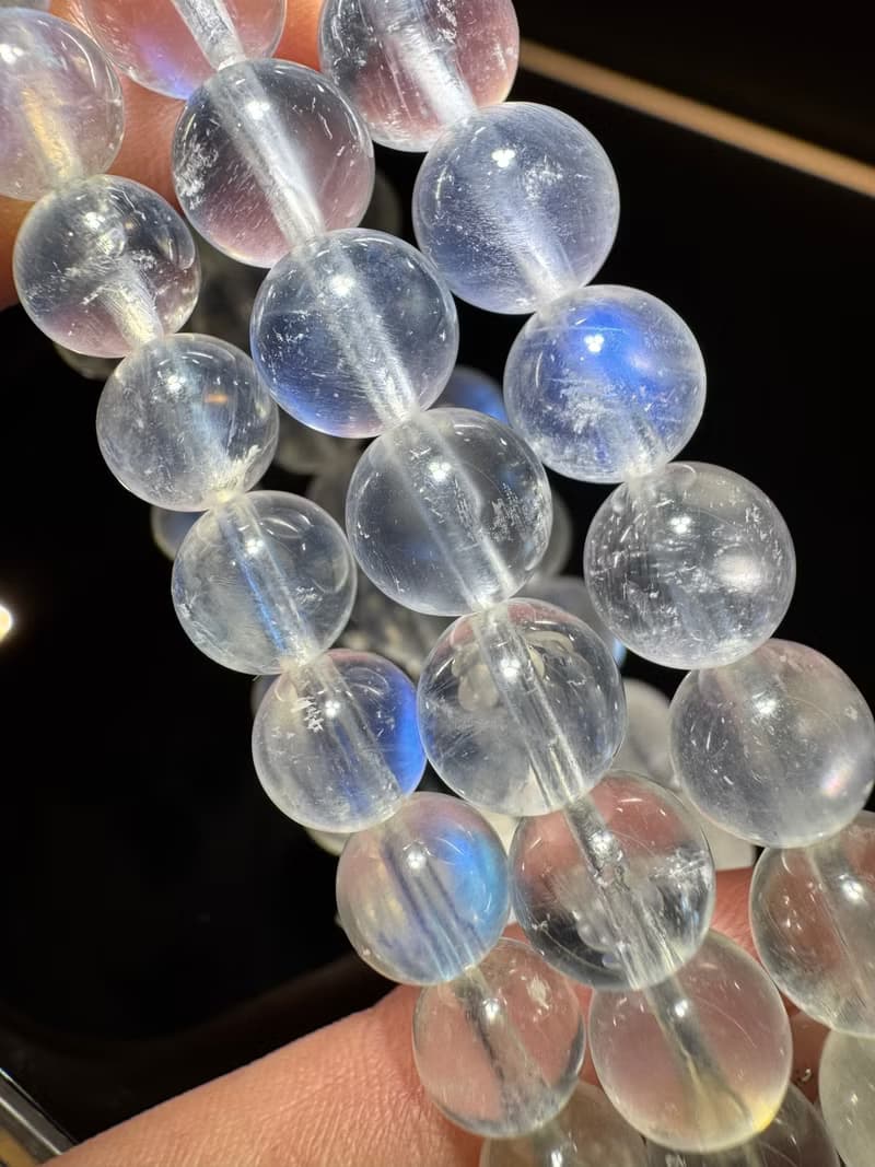 小精品天然藍月光石月亮石6.5m-9mm水晶人緣桃花提升魅力值