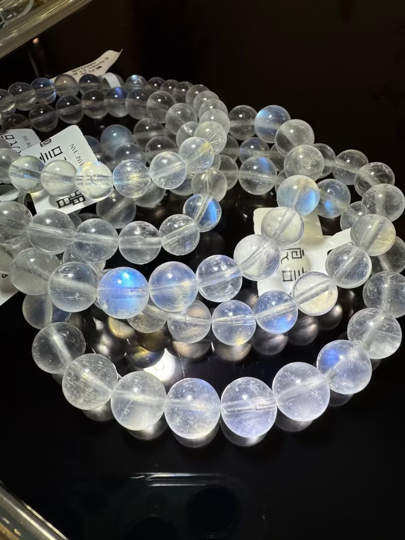 小精品天然藍月光石月亮石6.5m-9mm水晶人緣桃花提升魅力值