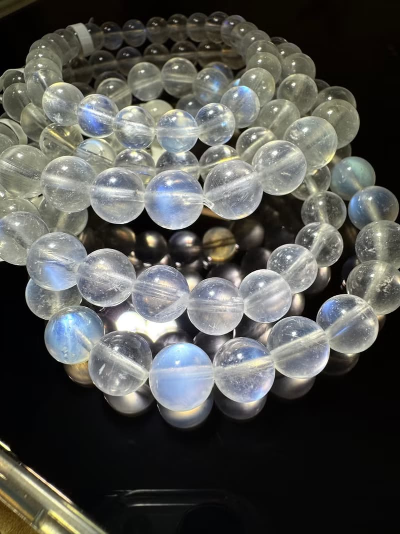小精品天然藍月光石月亮石6.5m-9mm水晶人緣桃花提升魅力值