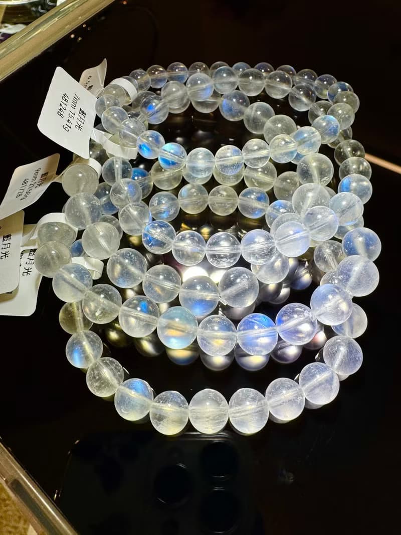 小精品天然藍月光石月亮石6.5m-9mm水晶人緣桃花提升魅力值