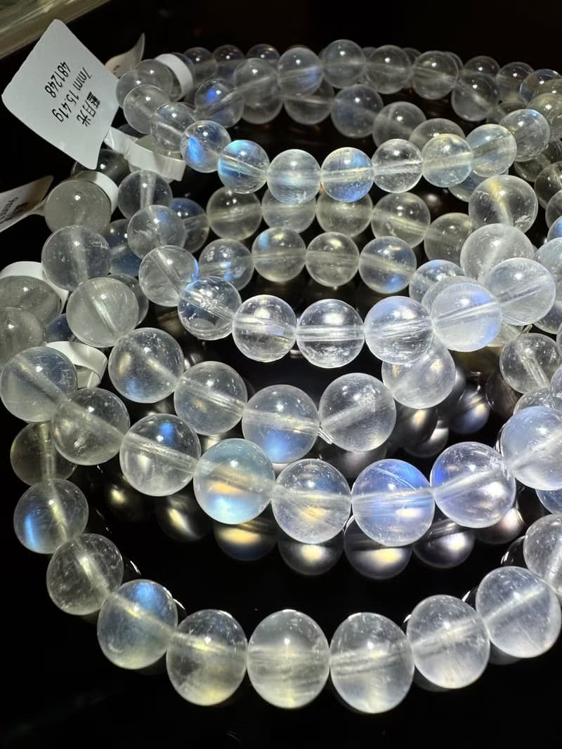 小精品天然藍月光石月亮石6.5m-9mm水晶人緣桃花提升魅力值
