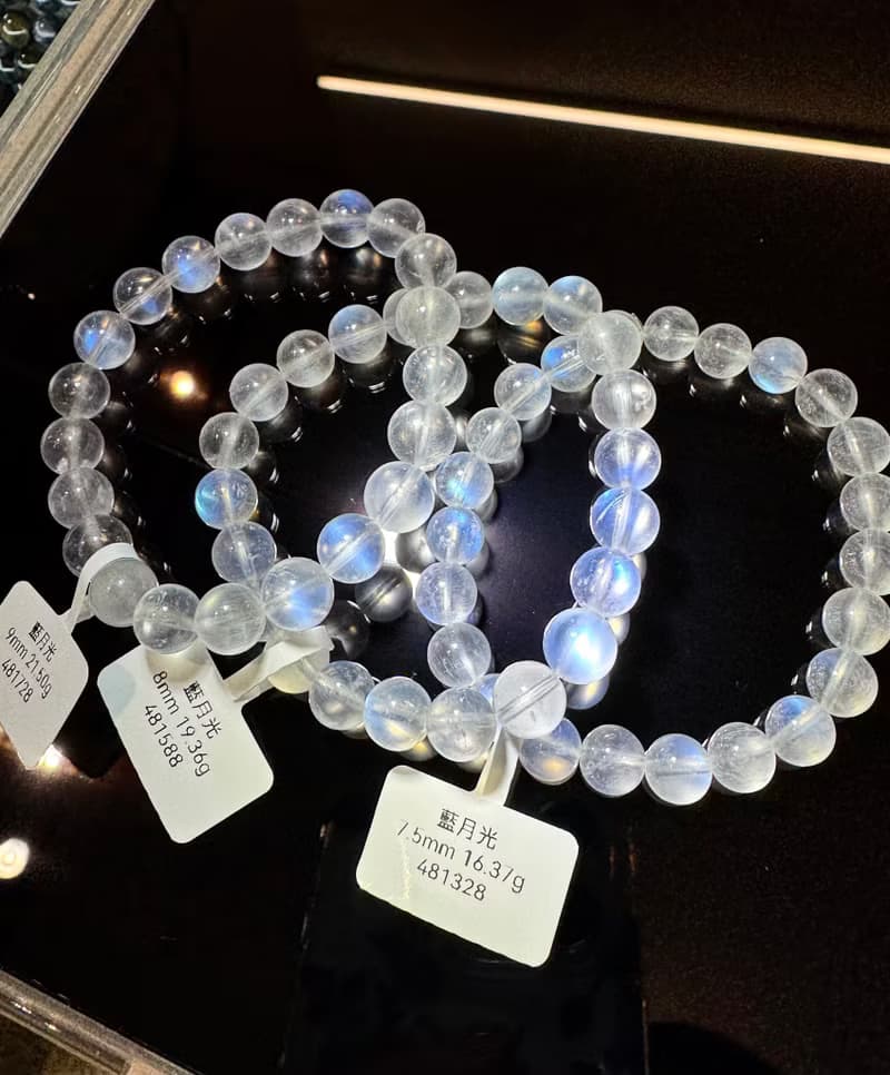 小精品天然藍月光石月亮石6.5m-9mm水晶人緣桃花提升魅力值