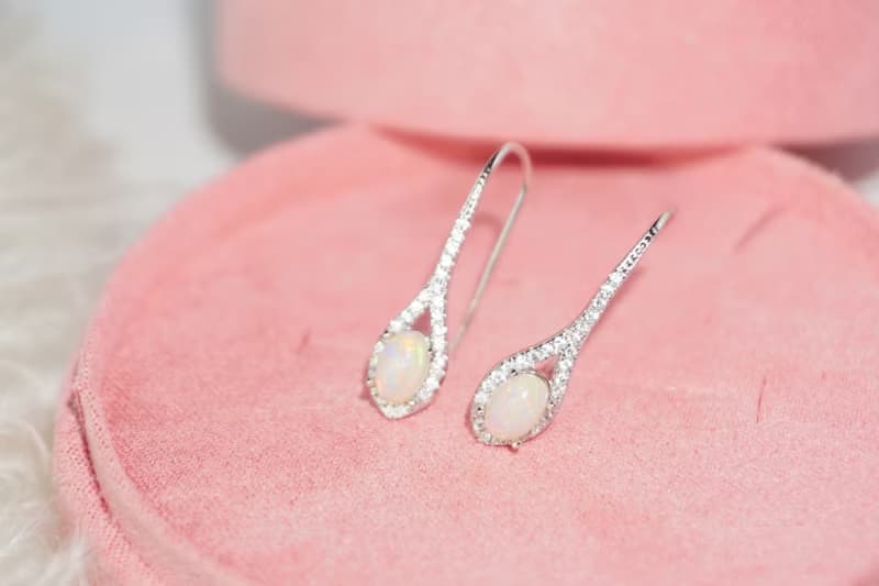 Natural Opal Sterling Silver 925 Drop Earrings.