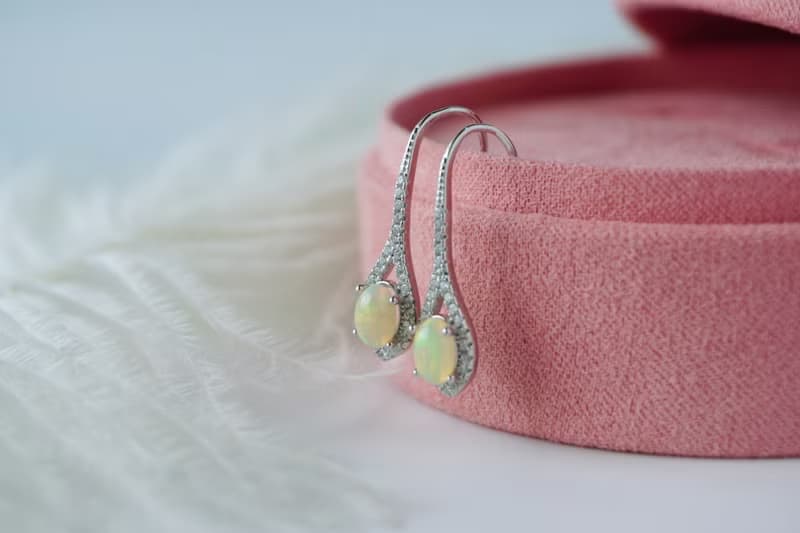 Natural Opal Sterling Silver 925 Drop Earrings.