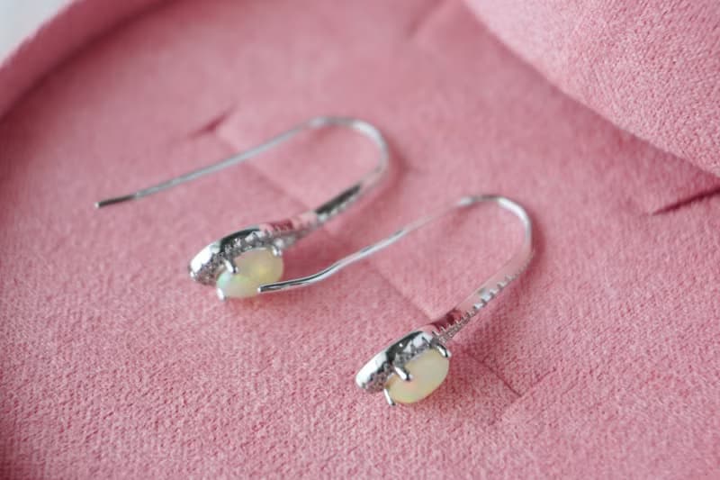 Natural Opal Sterling Silver 925 Drop Earrings.