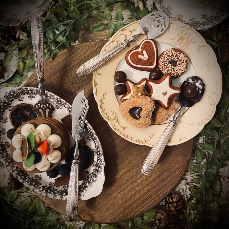 特價 法國art deco時期 純銀柄鍍鉻使用面 下午茶餐具4件組