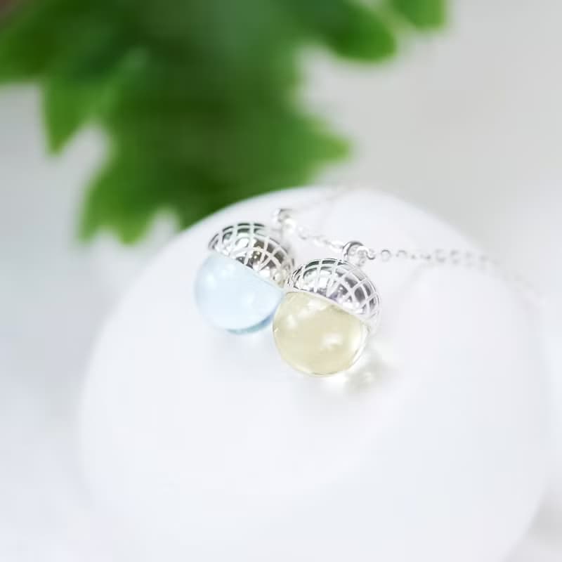 有時候假裝自己是菠蘿麵包的橡實果子 天然多寶石純銀項鍊