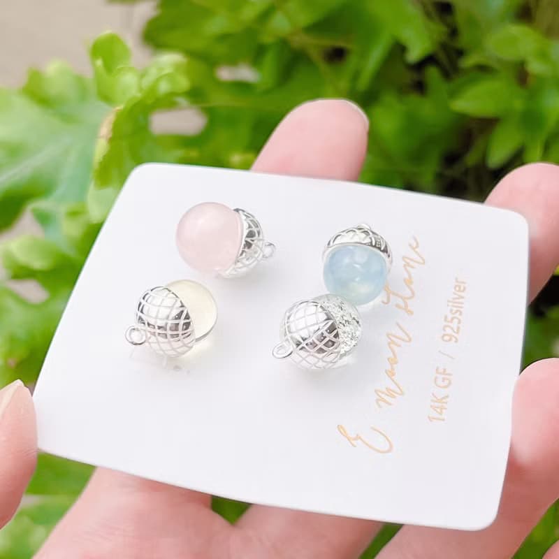 有時候假裝自己是菠蘿麵包的橡實果子 天然多寶石純銀項鍊