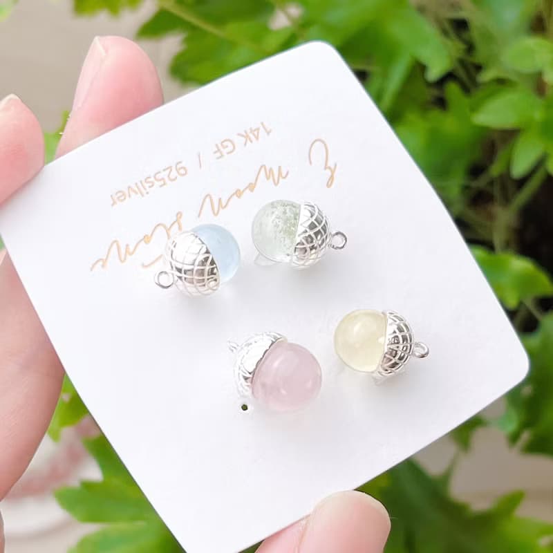 有時候假裝自己是菠蘿麵包的橡實果子 天然多寶石純銀項鍊