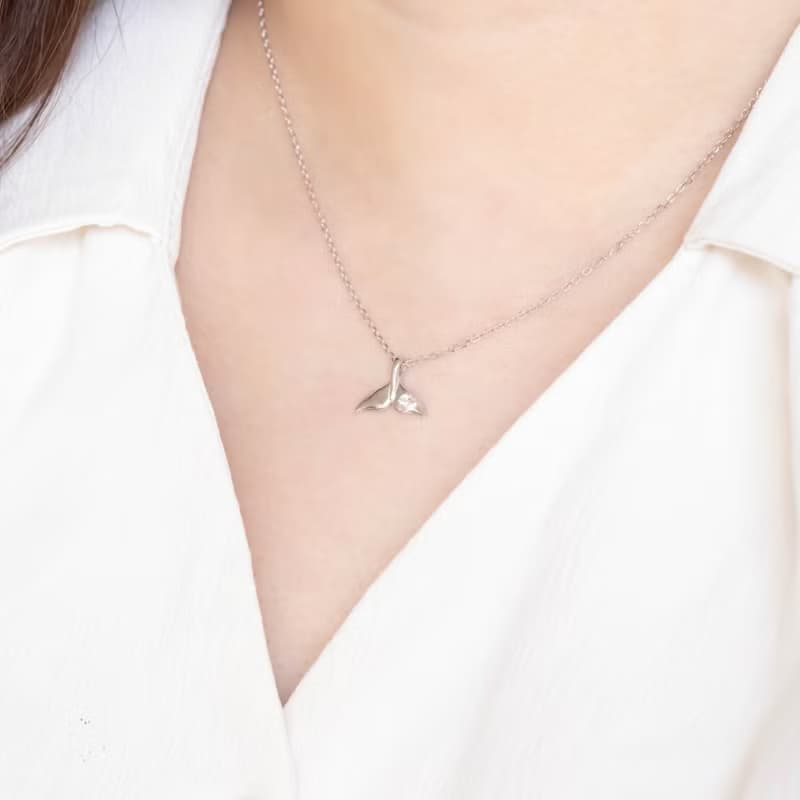 白水晶925純銀美人魚項鍊