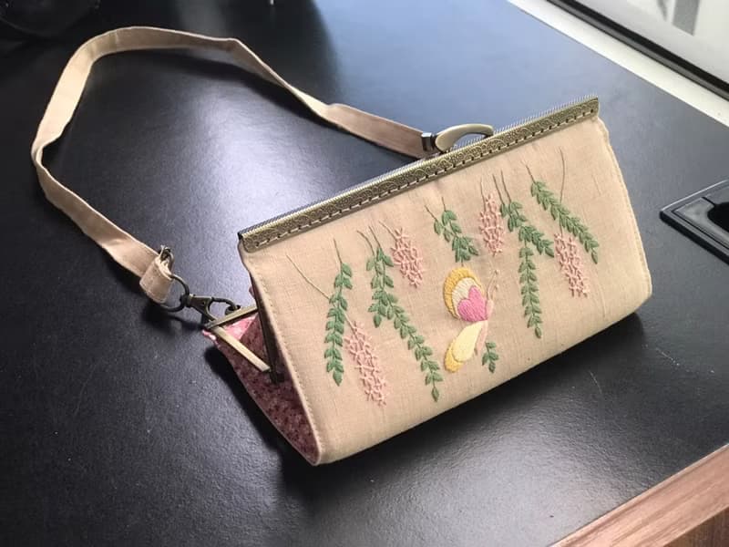 Hand-embroidered wallet,hand-embroidered clutch,fabric wallet,crossbody purse
