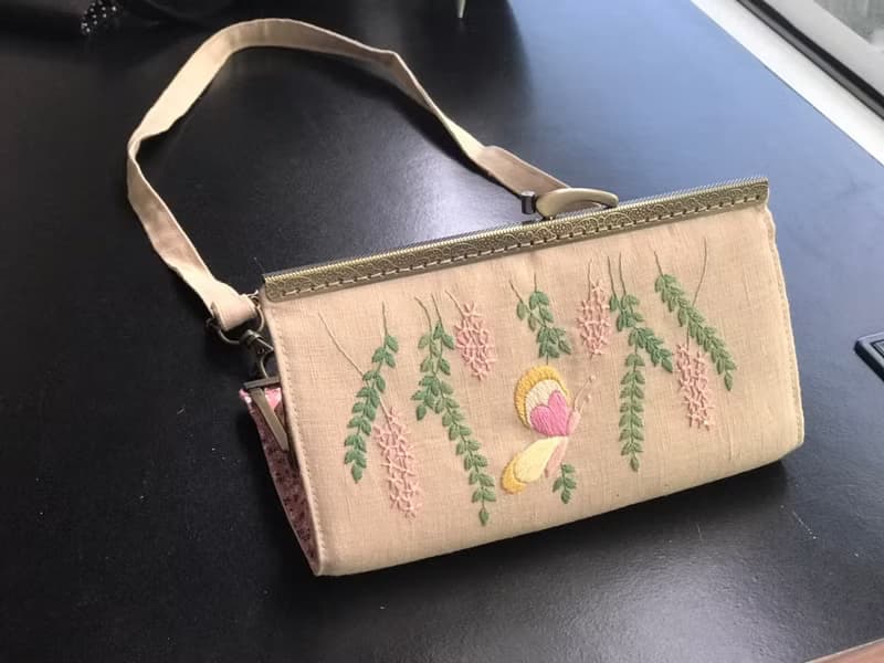 Hand-embroidered wallet,hand-embroidered clutch,fabric wallet,crossbody purse