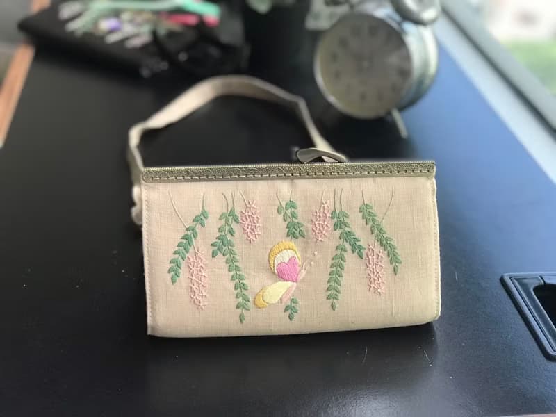 Hand-embroidered wallet,hand-embroidered clutch,fabric wallet,crossbody purse