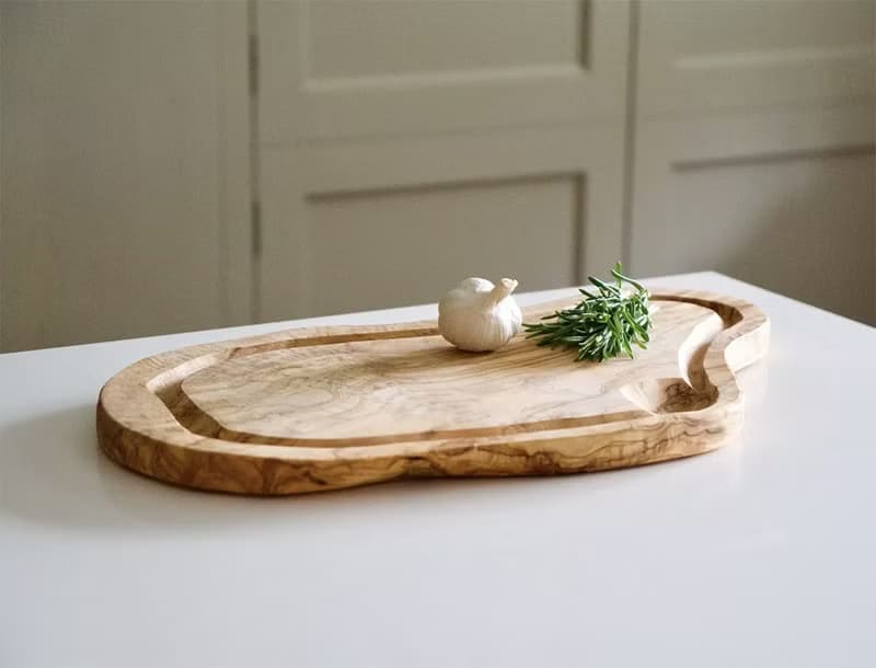 橄欖木不規則整木砧板帶凹槽