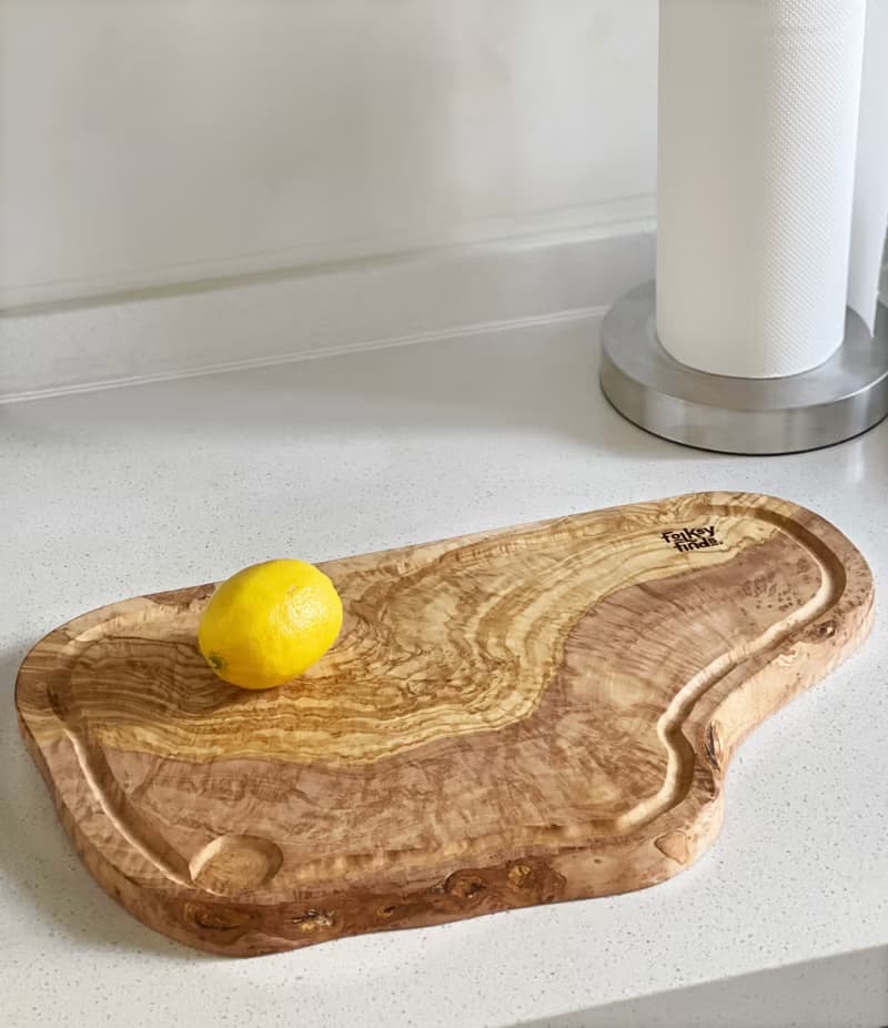 橄欖木不規則整木砧板帶凹槽