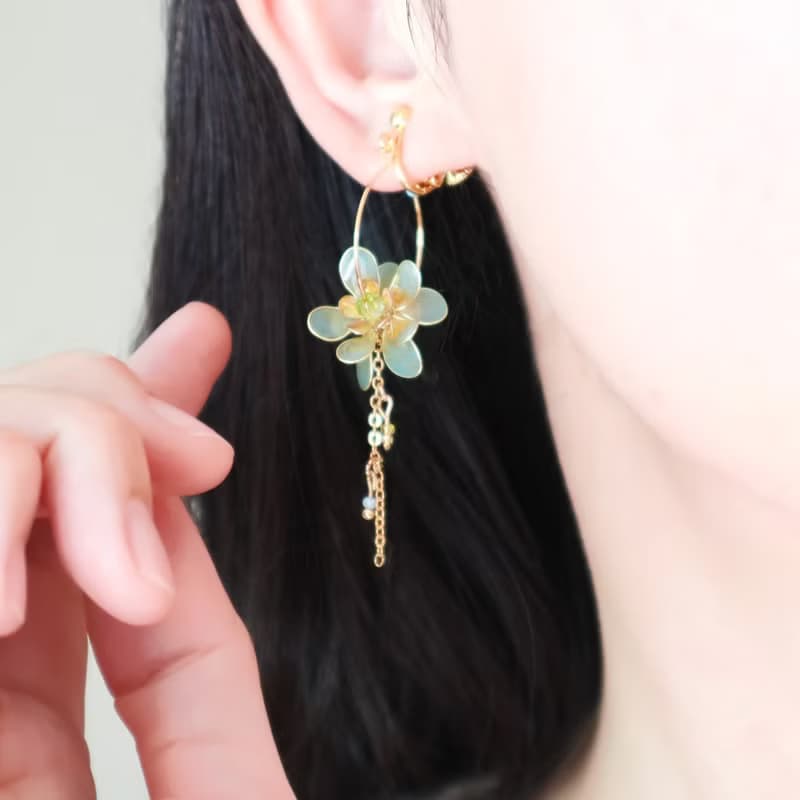 春待つ花耳飾り　ピンク