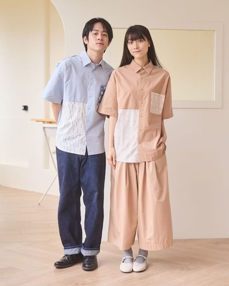 短袖拼接襯衫/花韻/晨霧藍/花束