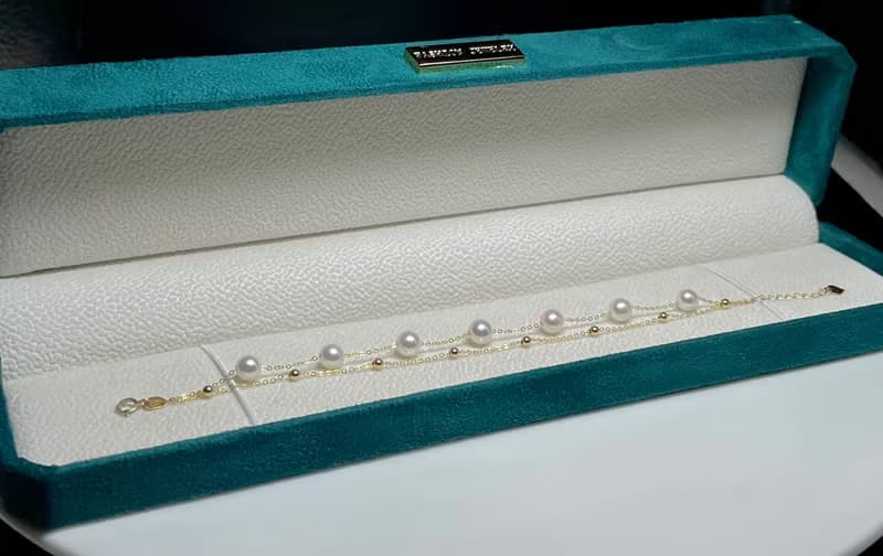 暖光漫舞Akoya雙層輕珠寶天然珍珠海水珍珠項鍊18K金珍珠手鍊75