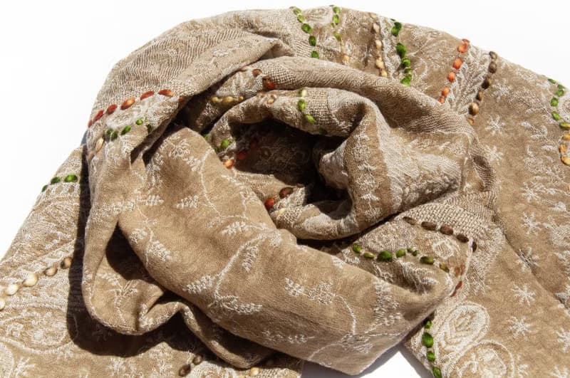 喀什米爾Cashmere/水煮羊毛披肩/針織圍巾/刺繡圍巾/羊絨披巾-花
