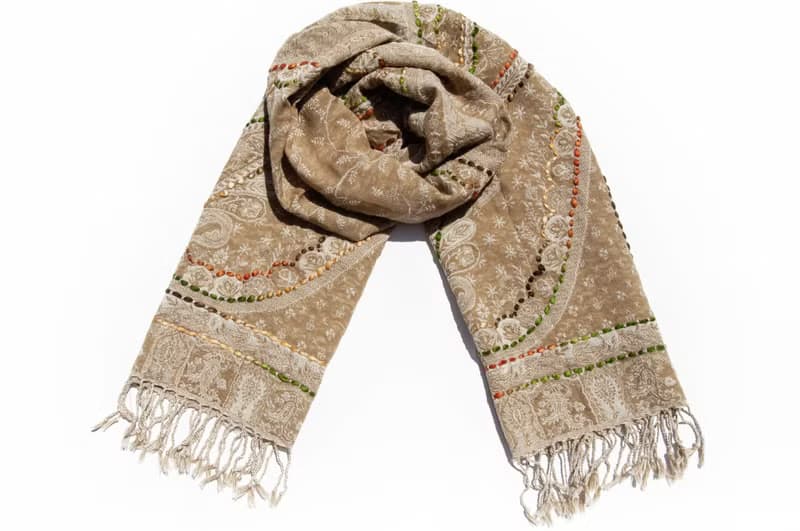 喀什米爾Cashmere/水煮羊毛披肩/針織圍巾/刺繡圍巾/羊絨披巾-花
