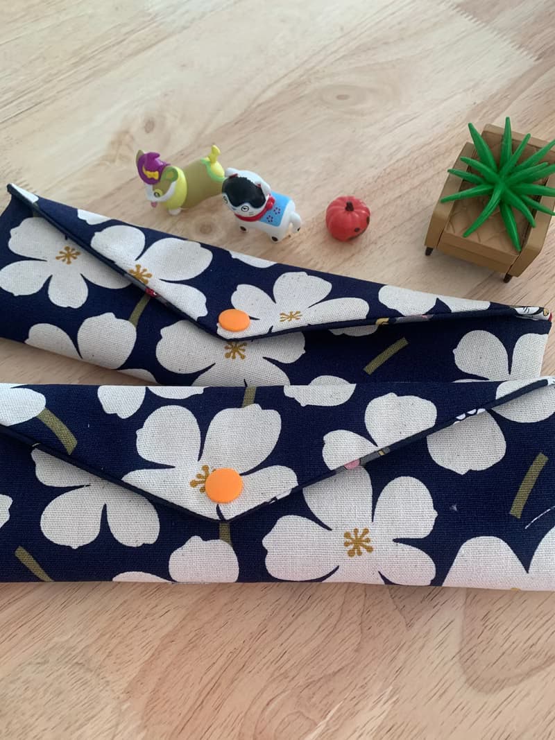 文青風環保純棉筷袋 花舞時節 氣質深藍 日本 潮物 收納 手作餐具