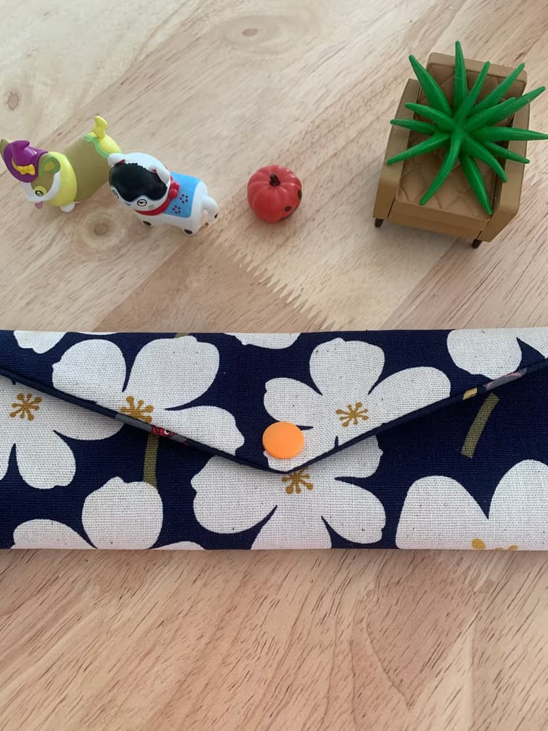 文青風環保純棉筷袋 花舞時節 氣質深藍 日本 潮物 收納 手作餐具