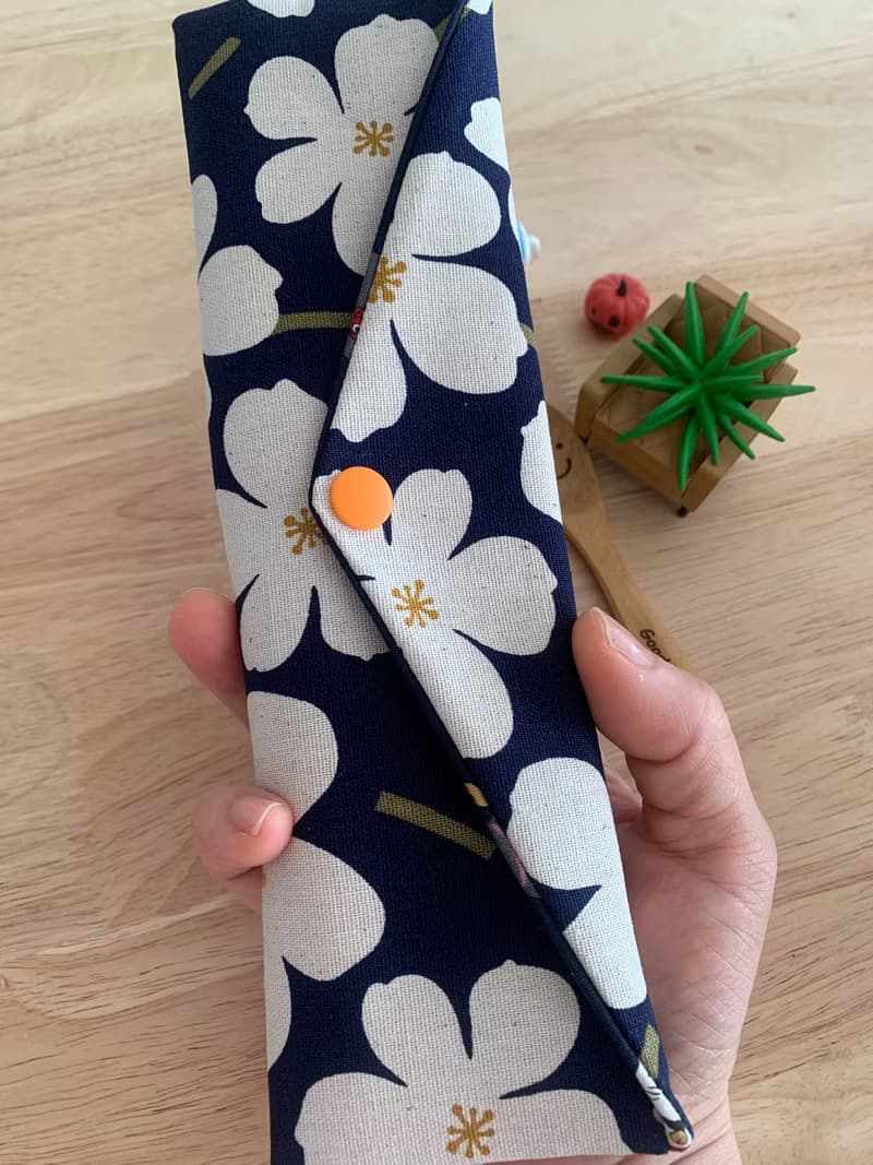 文青風環保純棉筷袋 花舞時節 氣質深藍 日本 潮物 收納 手作餐具