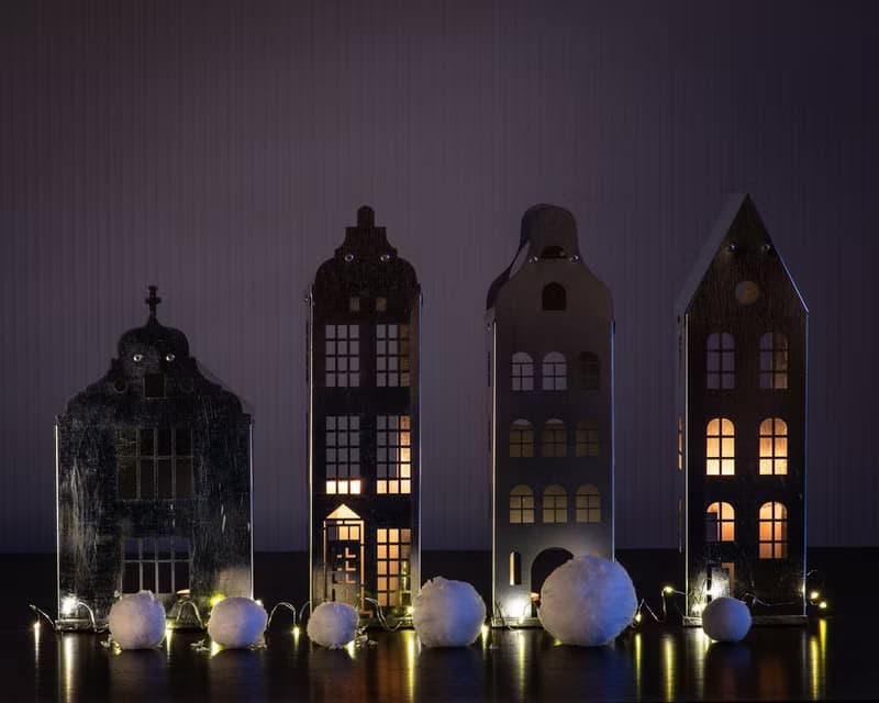 Amazing Tin Lanterns // Candle holders //Tin houses SET of 4// FREE SHIPPING //