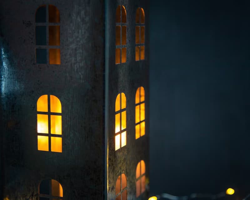 Amazing Tin Lanterns // Candle holders //Tin houses SET of 4// FREE SHIPPING //