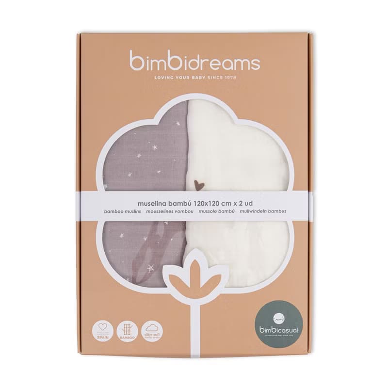 【Bimbidreams】竹纖維紗布包巾2件組禮盒 120x120cm 贈迷你包