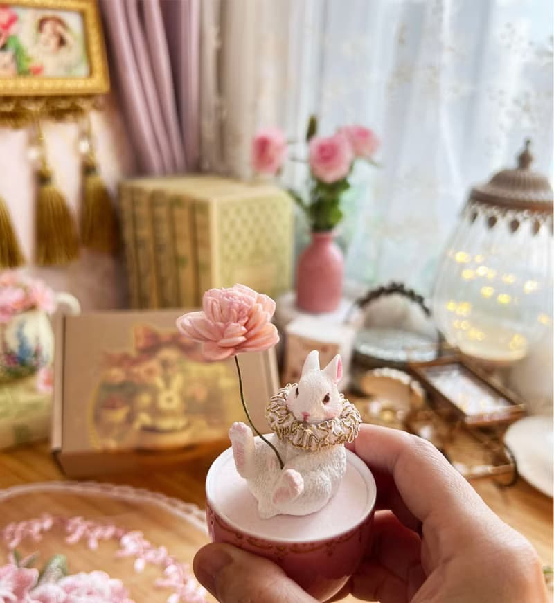 手作(宮廷陶瓷杯子兔)擴香石