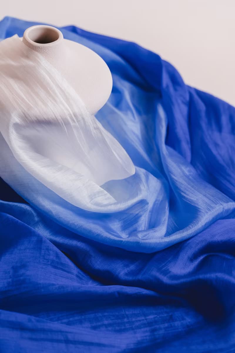 100% Mulberry Silk Scarf – Hand Dyed, Lightweight, Royal Blue Ombre