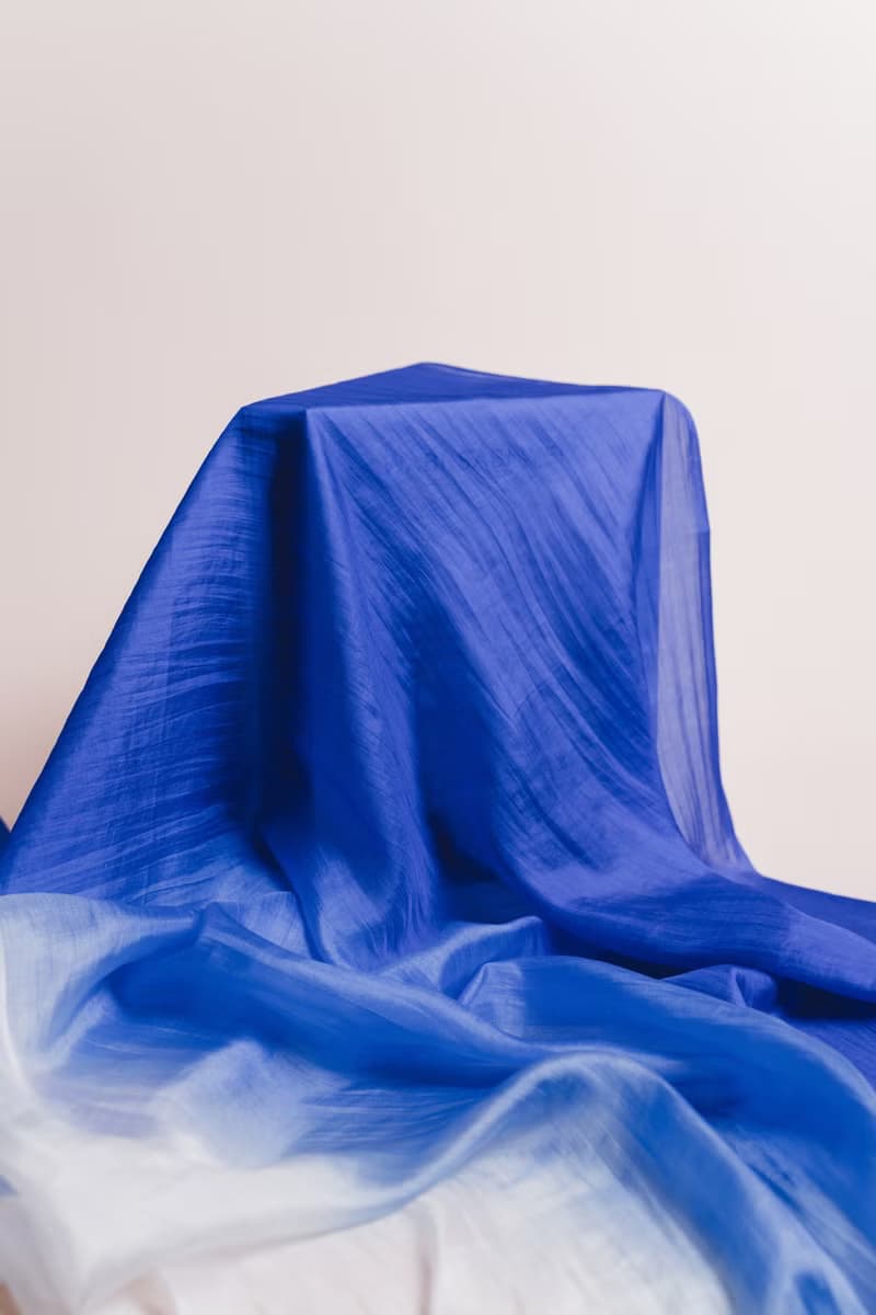 100% Mulberry Silk Scarf – Hand Dyed, Lightweight, Royal Blue Ombre