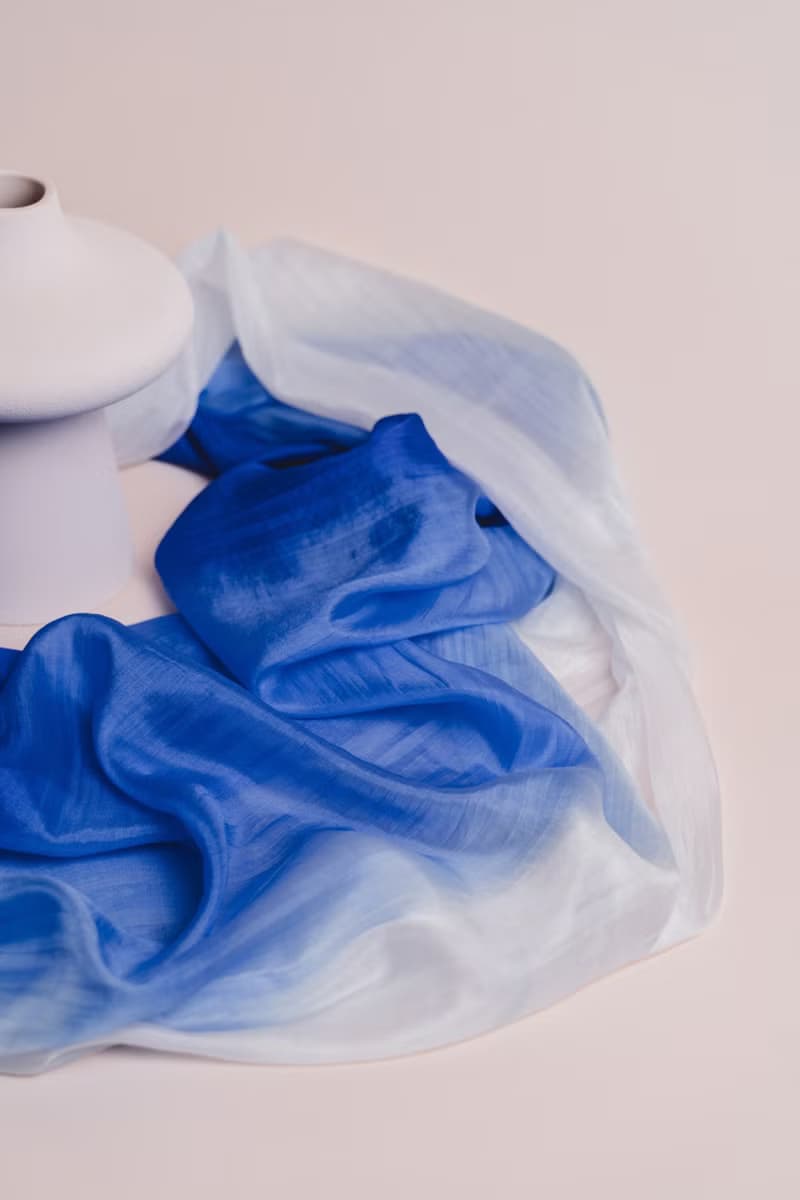 100% Mulberry Silk Scarf – Hand Dyed, Lightweight, Royal Blue Ombre