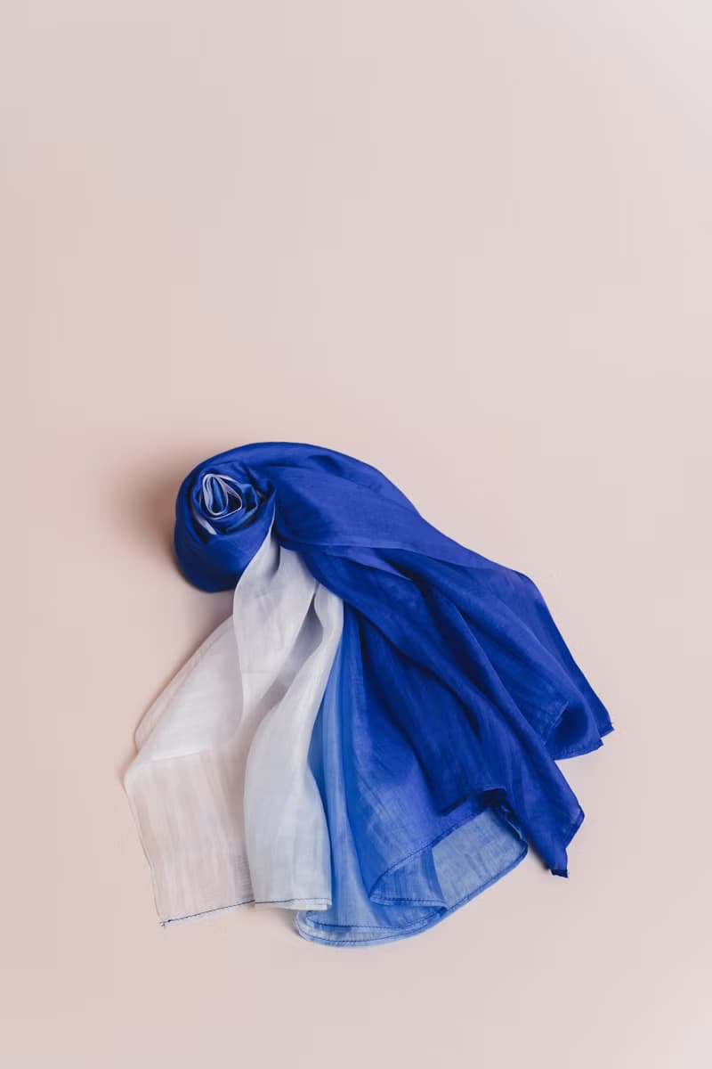 100% Mulberry Silk Scarf – Hand Dyed, Lightweight, Royal Blue Ombre