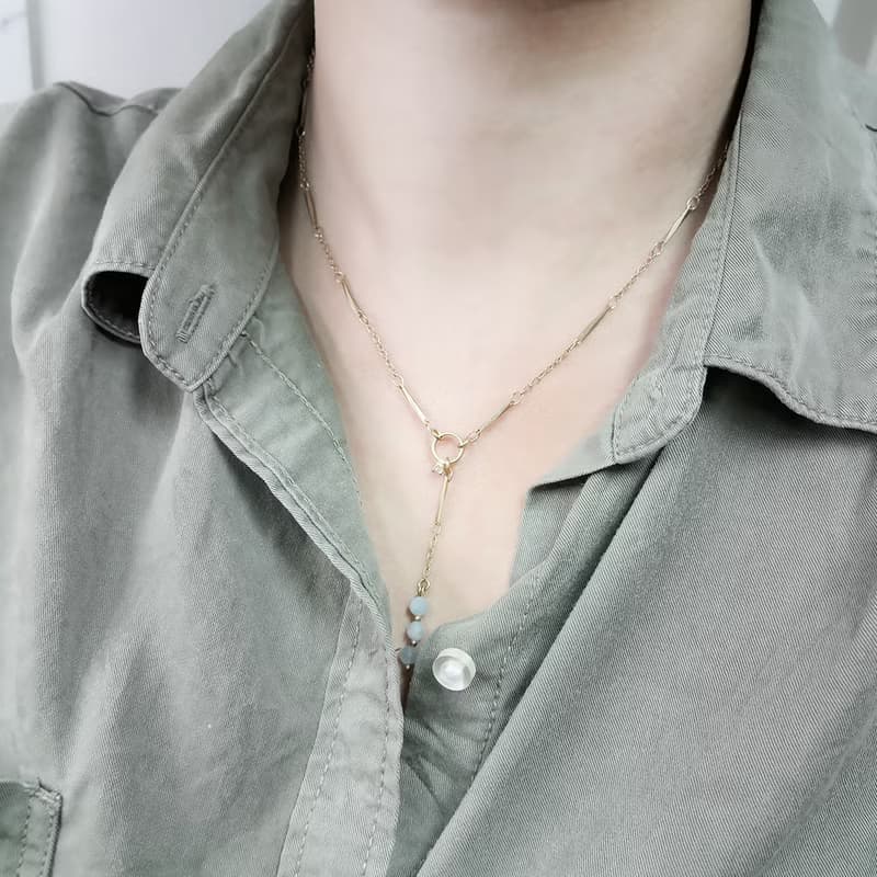 VIIART。風的承諾。天河石黃銅項鍊Y字鍊長鍊|亞馬遜天然石鑽戒