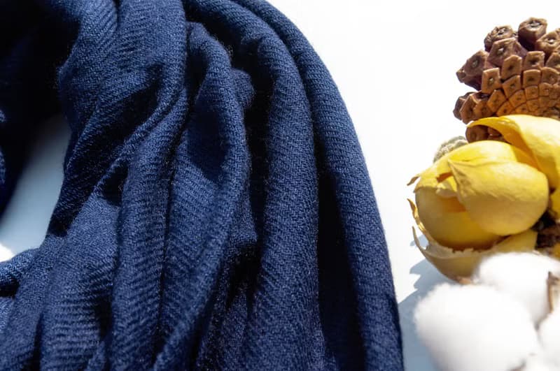 喀什米爾Cashmere/羊絨圍巾/純羊毛圍巾披巾/戒指絨披肩-海洋深藍