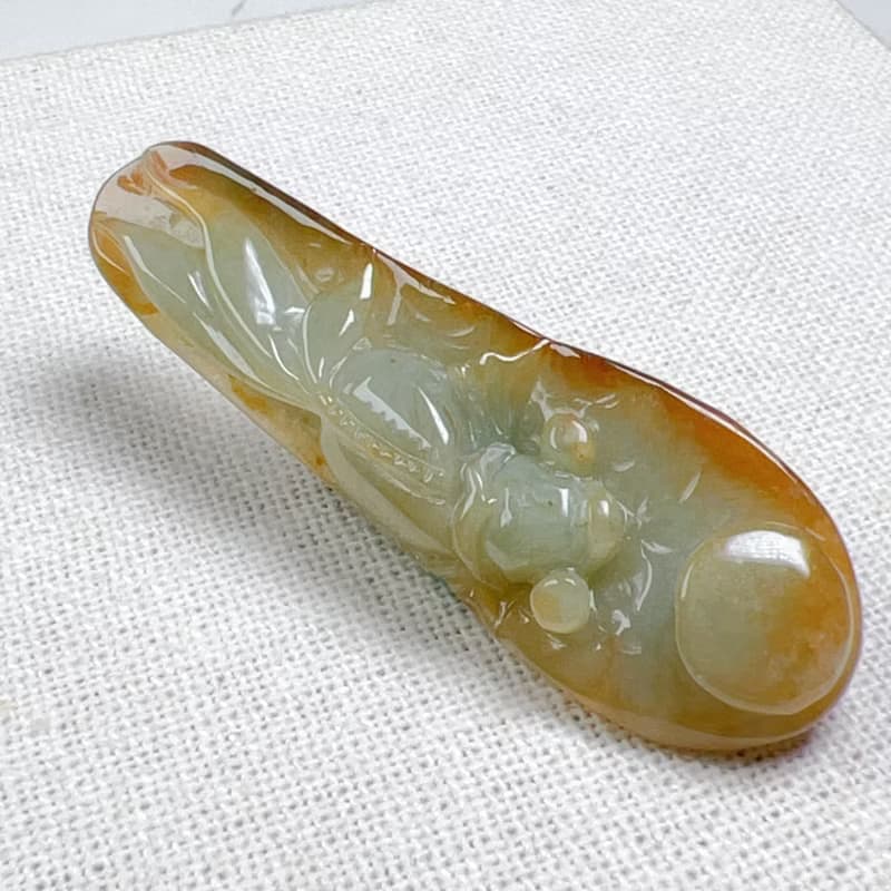 【金玉滿堂】三彩翡翠巧雕金魚 | 天然緬甸玉A貨翡翠 | 送禮