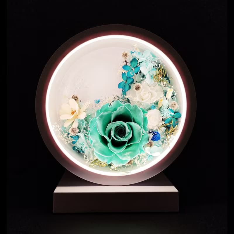 永生花月圓花燈 - 湖水綠