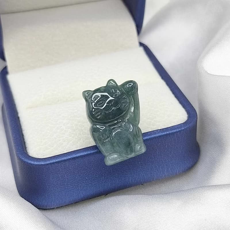 威料 漸層藍 招財貓 吊墜 隨意扣 | 天然A貨翡翠